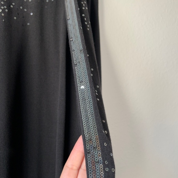 Quacker Factory plus size 1X tank cardigan duet black sequin trim cotton blend - Picture 8 of 11